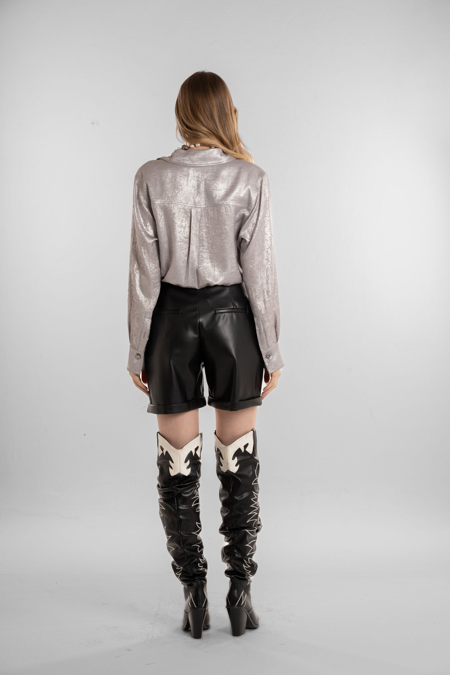 silver top with a soft metallic shine