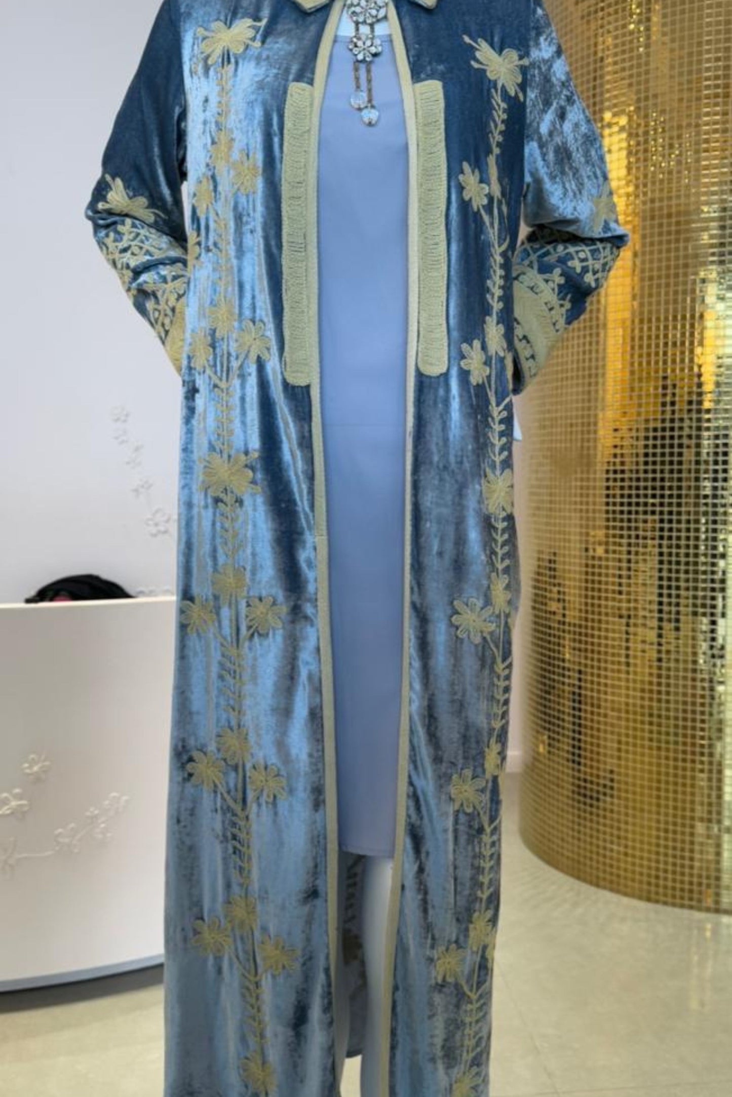 Blue Velvet Embroidered coat