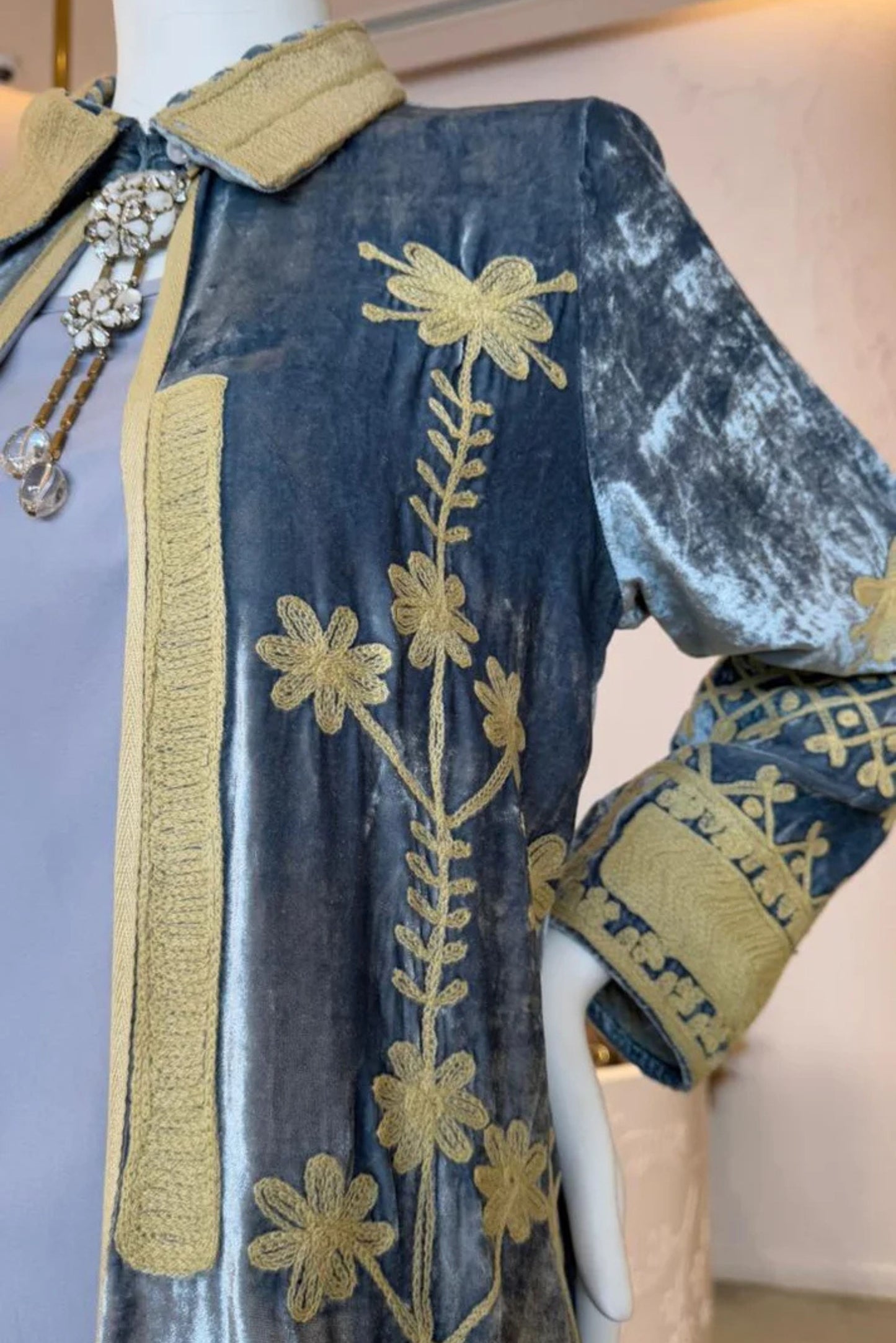Blue Velvet Embroidered coat