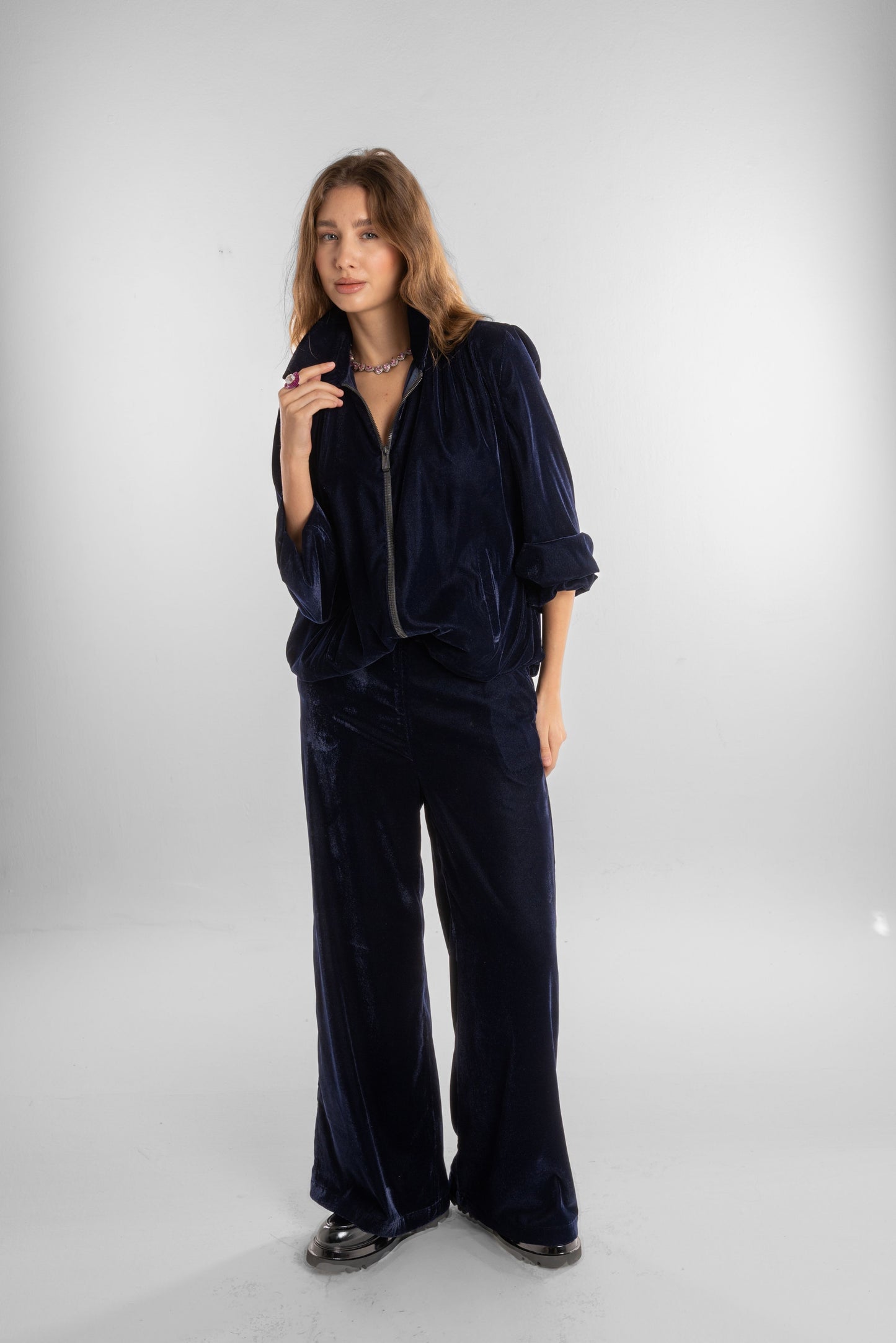 Dark Blue Velvet Jacket