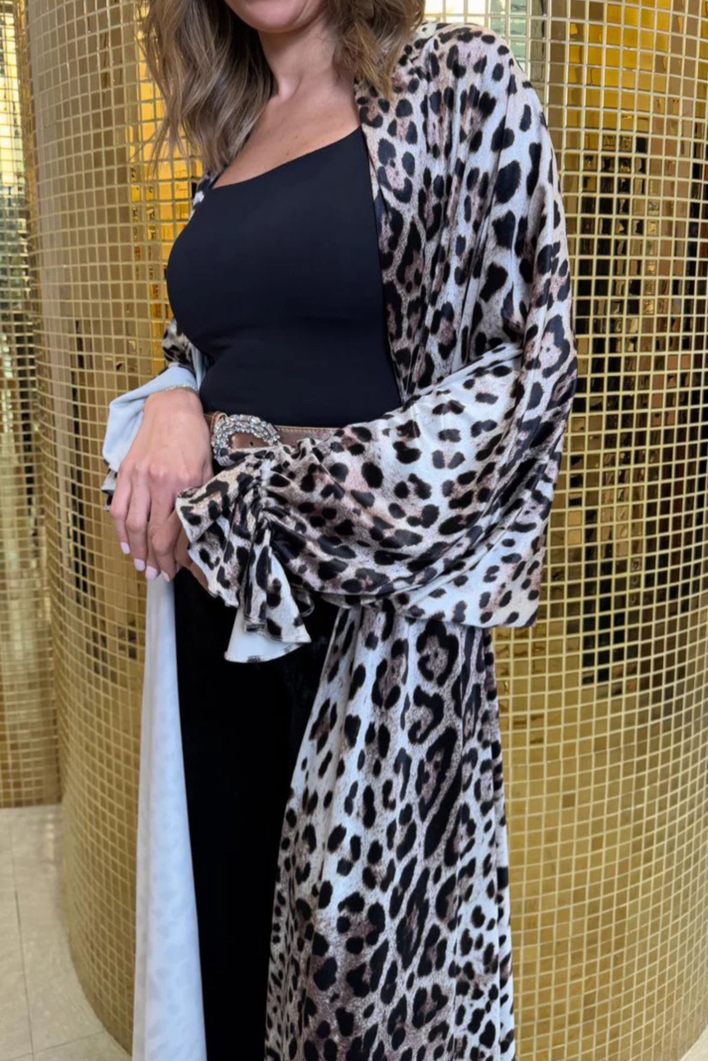 Women Leopart Print Long Cardigan Coat