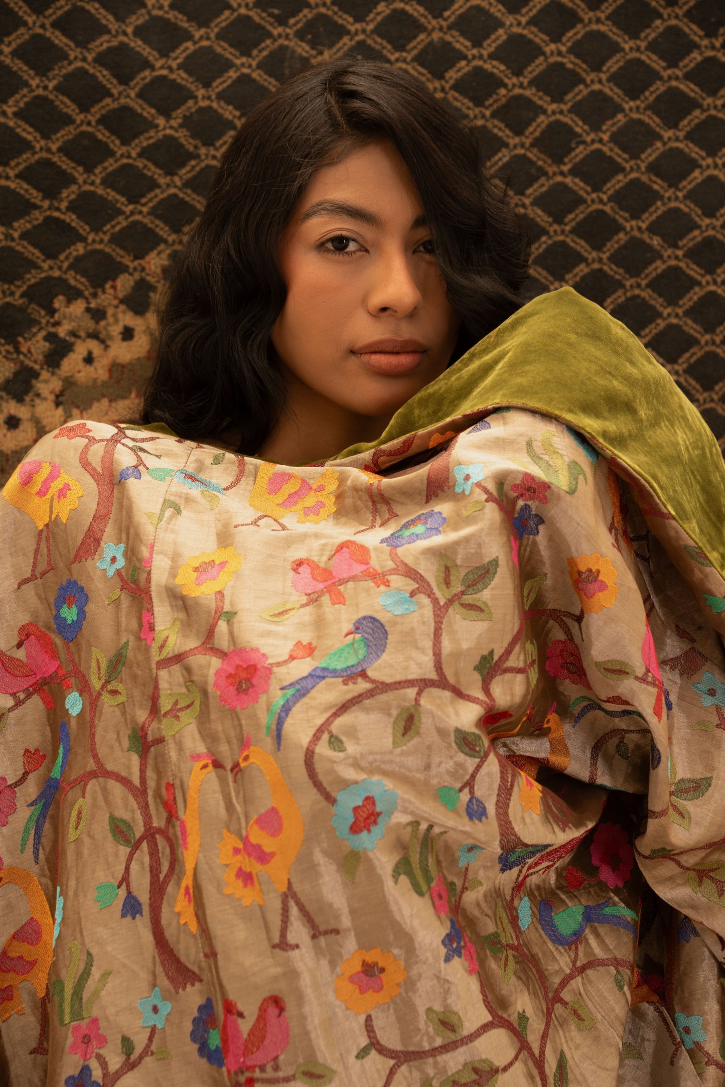 Olive Double-Faced Velvet Kaftan