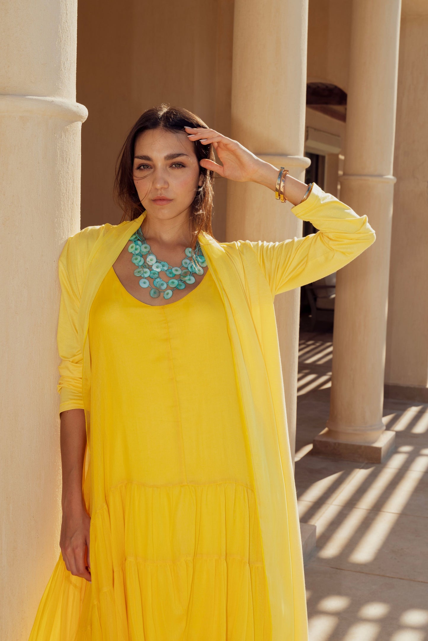 Golden Glow Layered Dress.
