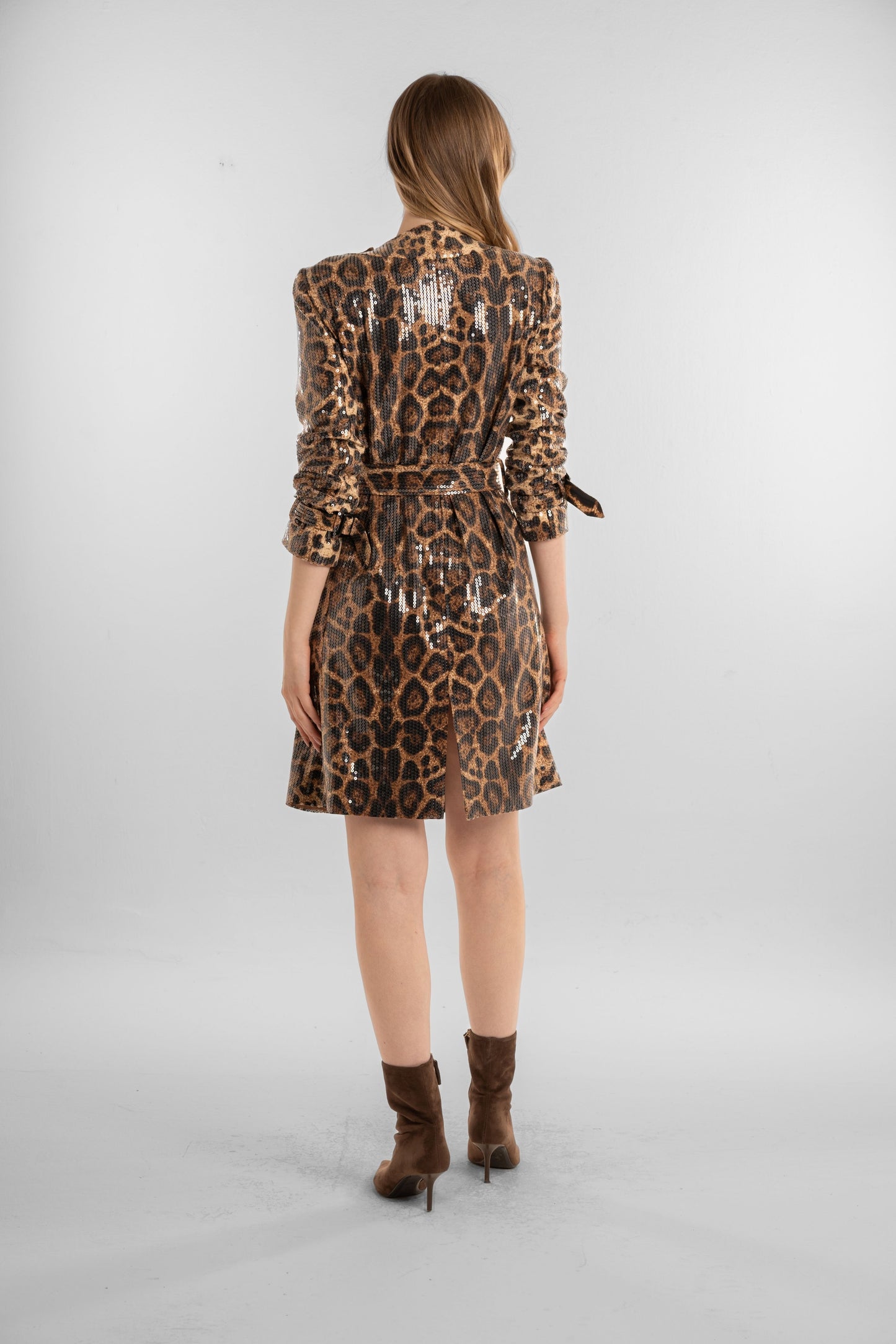 Leopard Print Belted Mini Dress