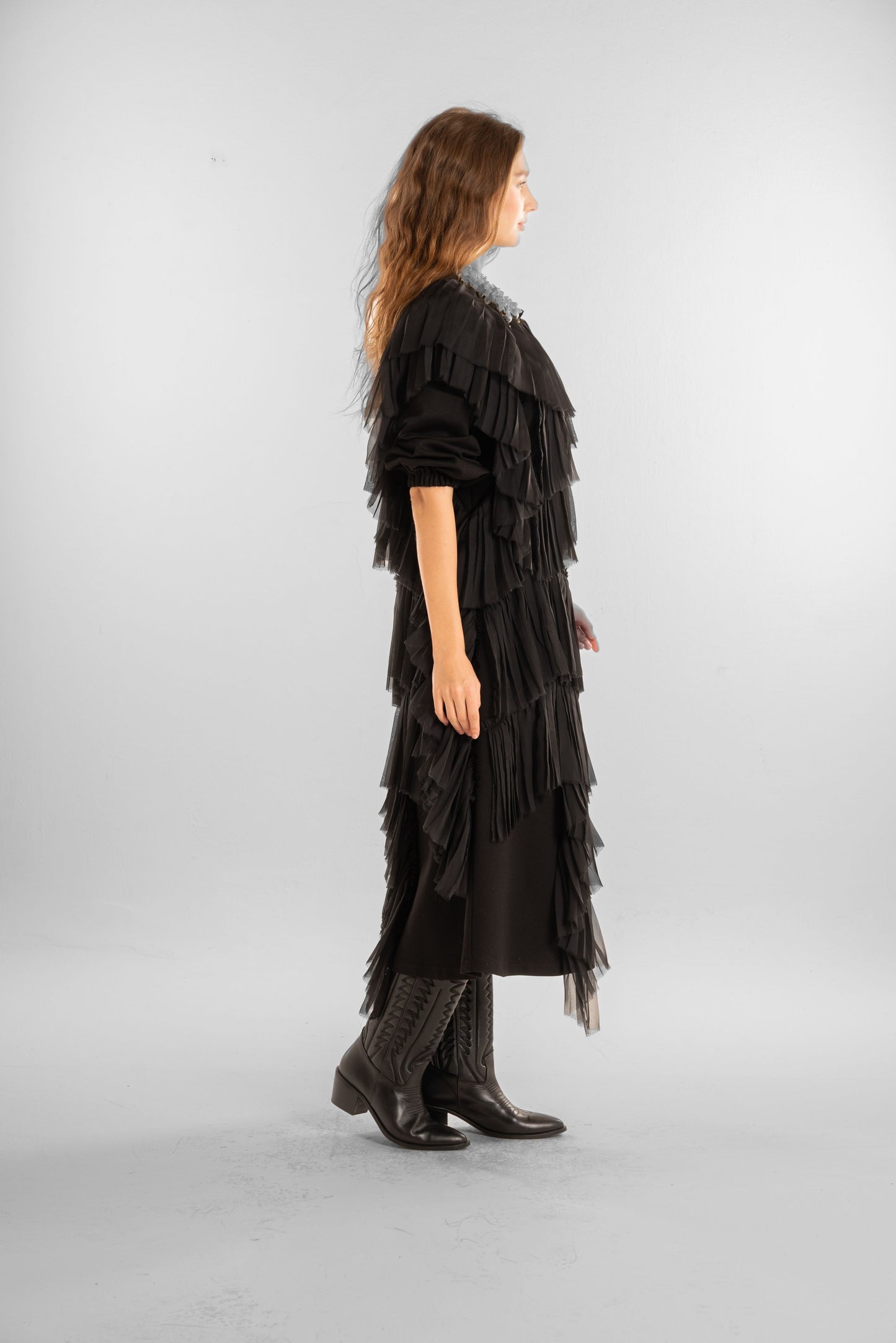 Black Layered Chiffon Dress