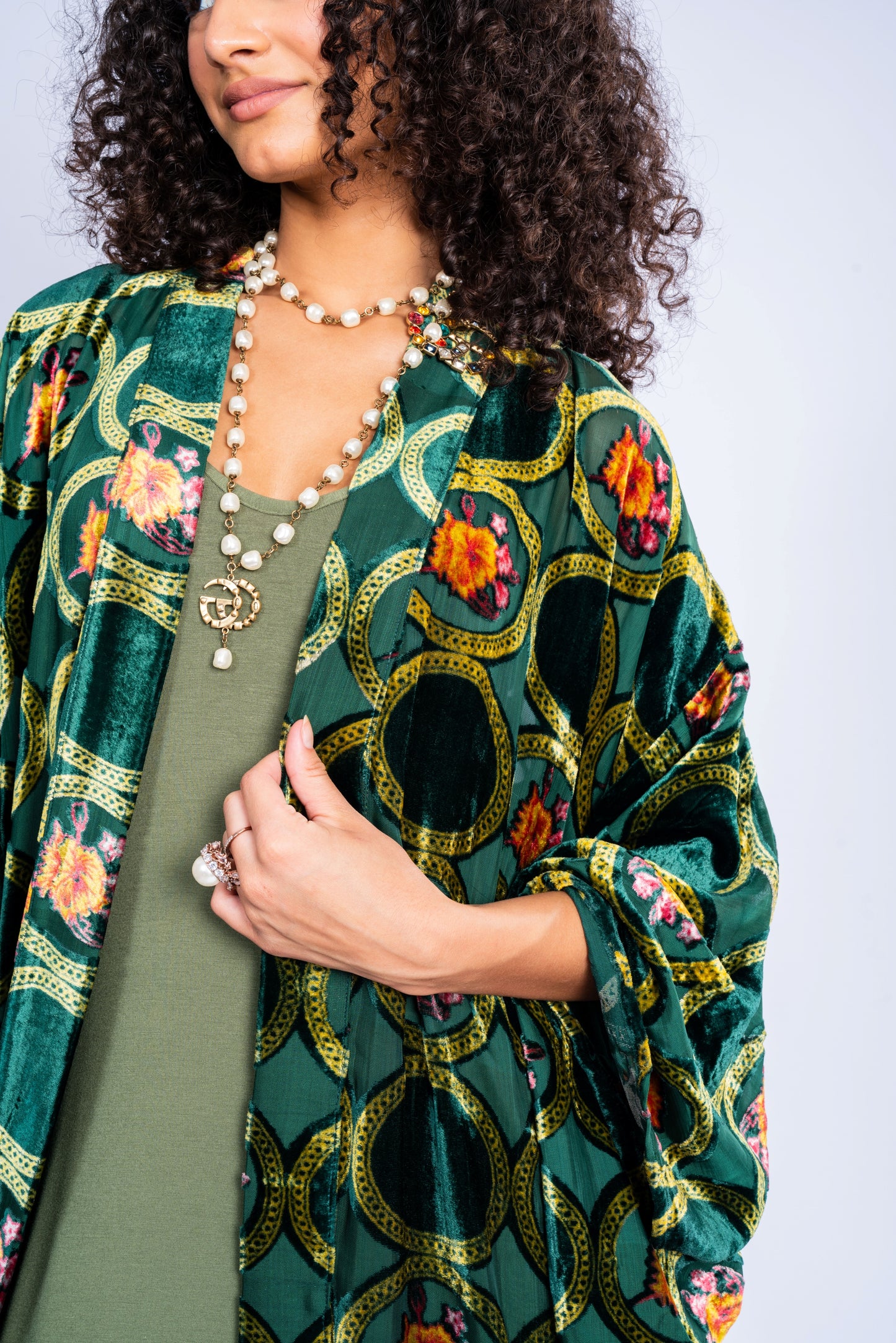 Velvet Kaftan Mixed With Colors