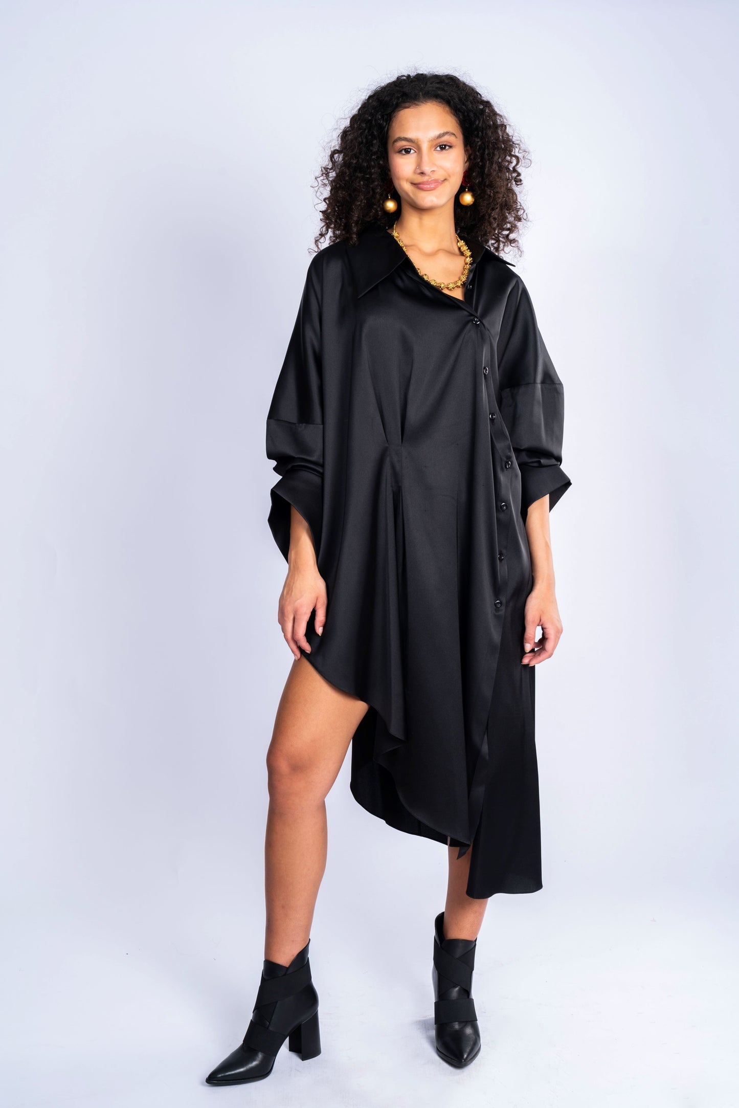 SATIN SHIRT DRESS