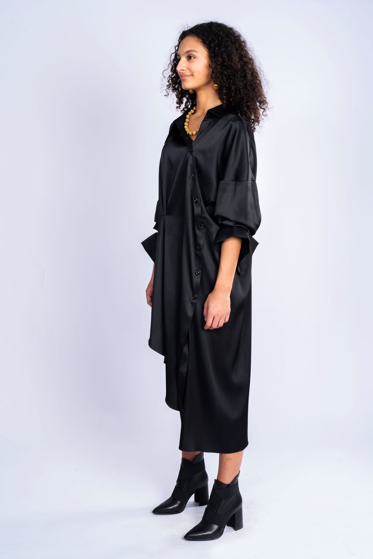 SATIN SHIRT DRESS