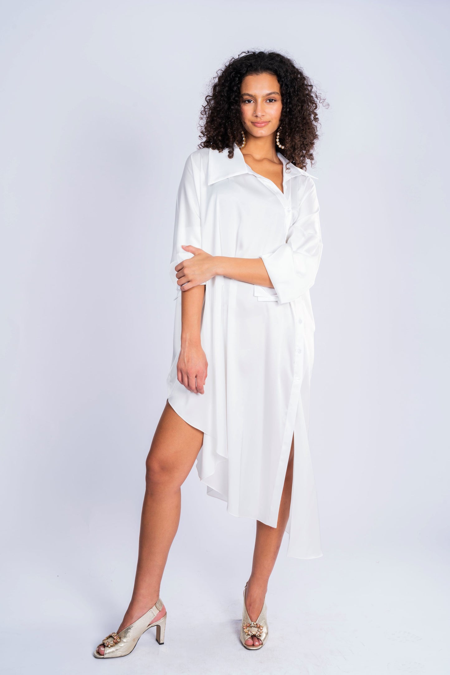SATIN SHIRT DRESS