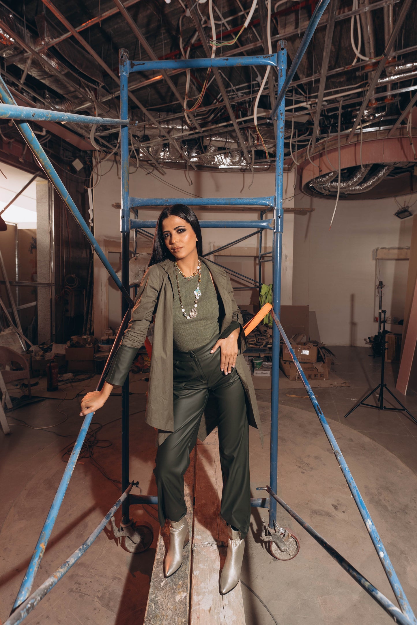 High waist leather pants