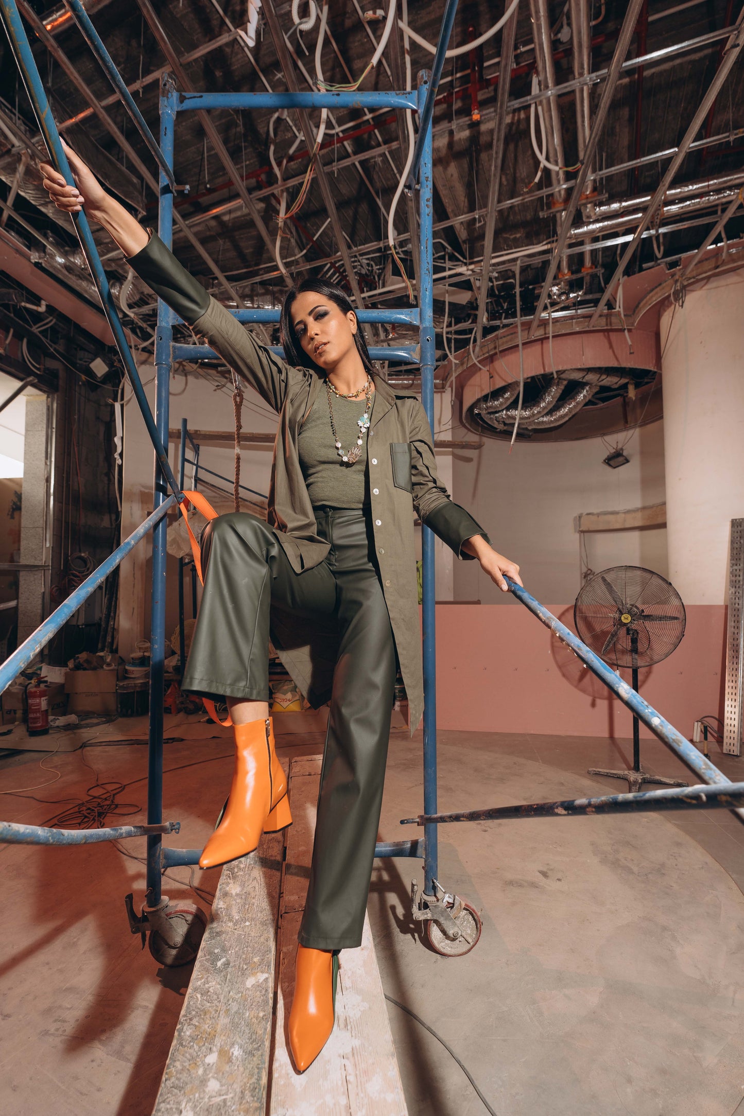 High waist leather pants