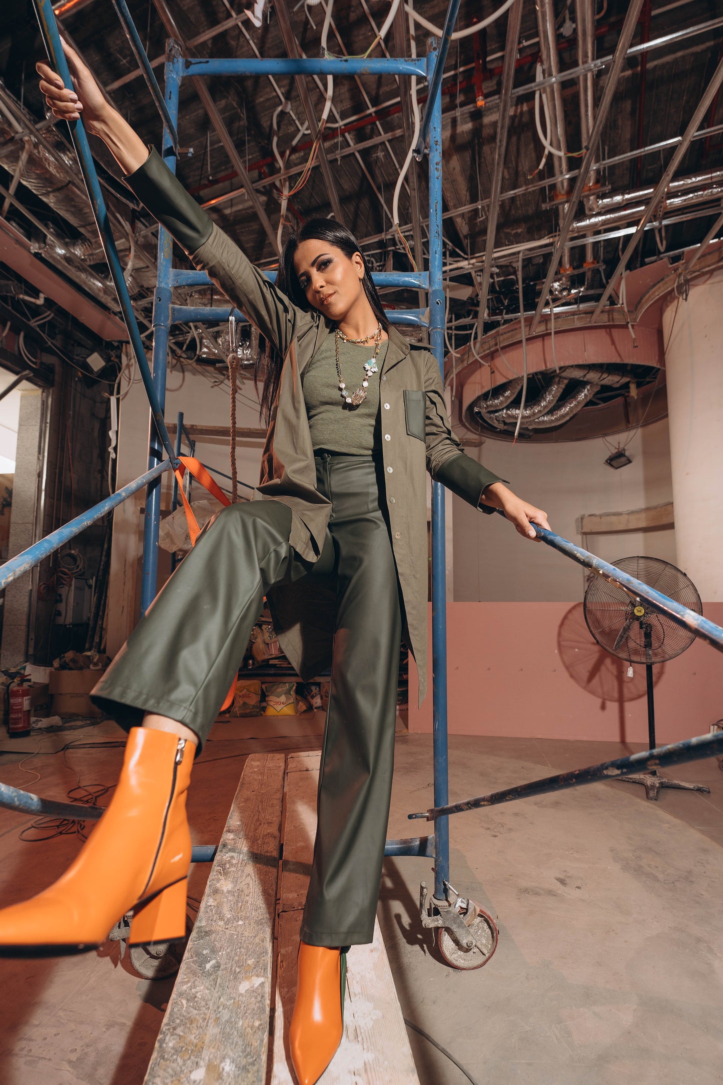 High waist leather pants