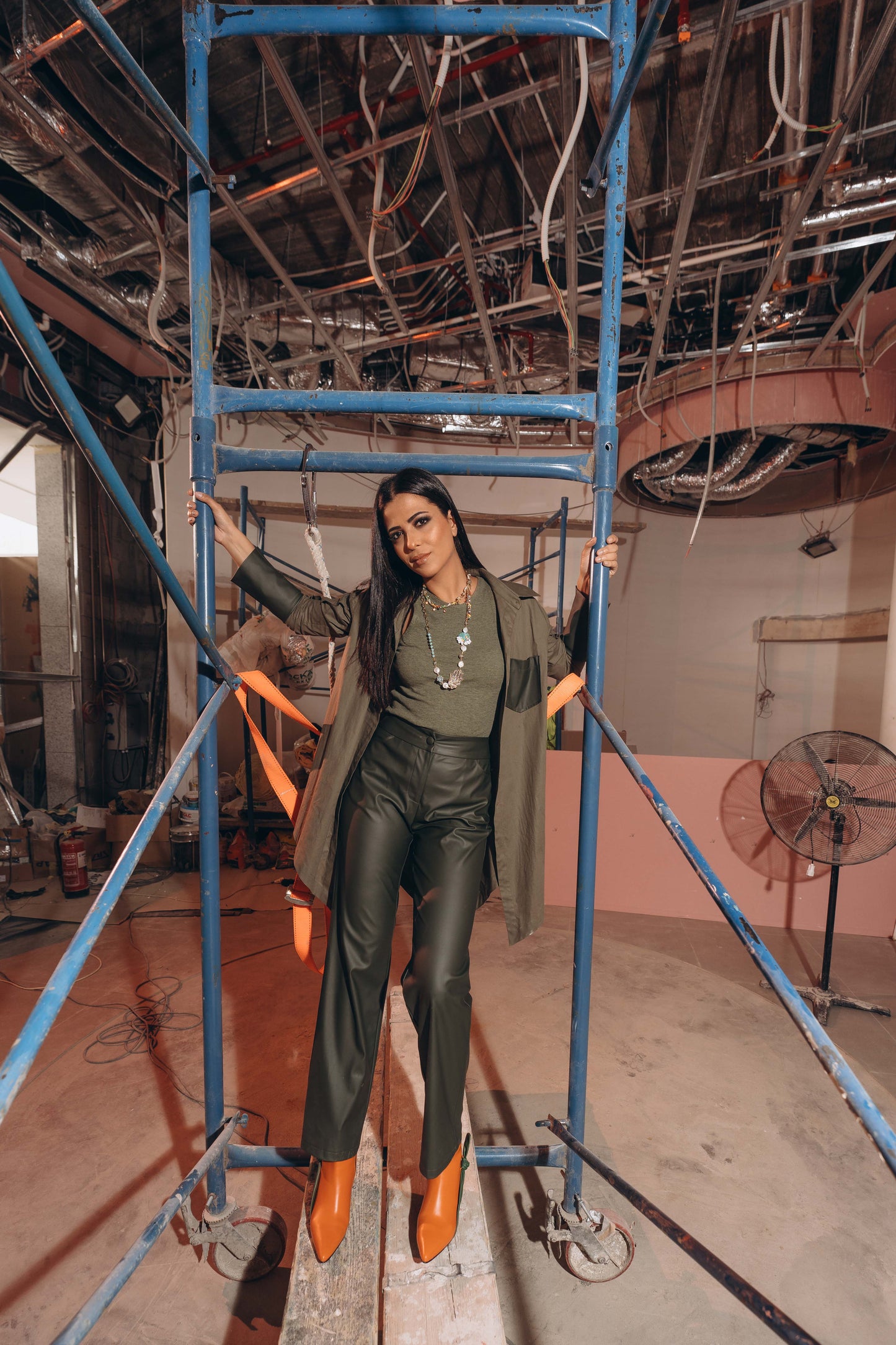 Asymmetric olive shirt