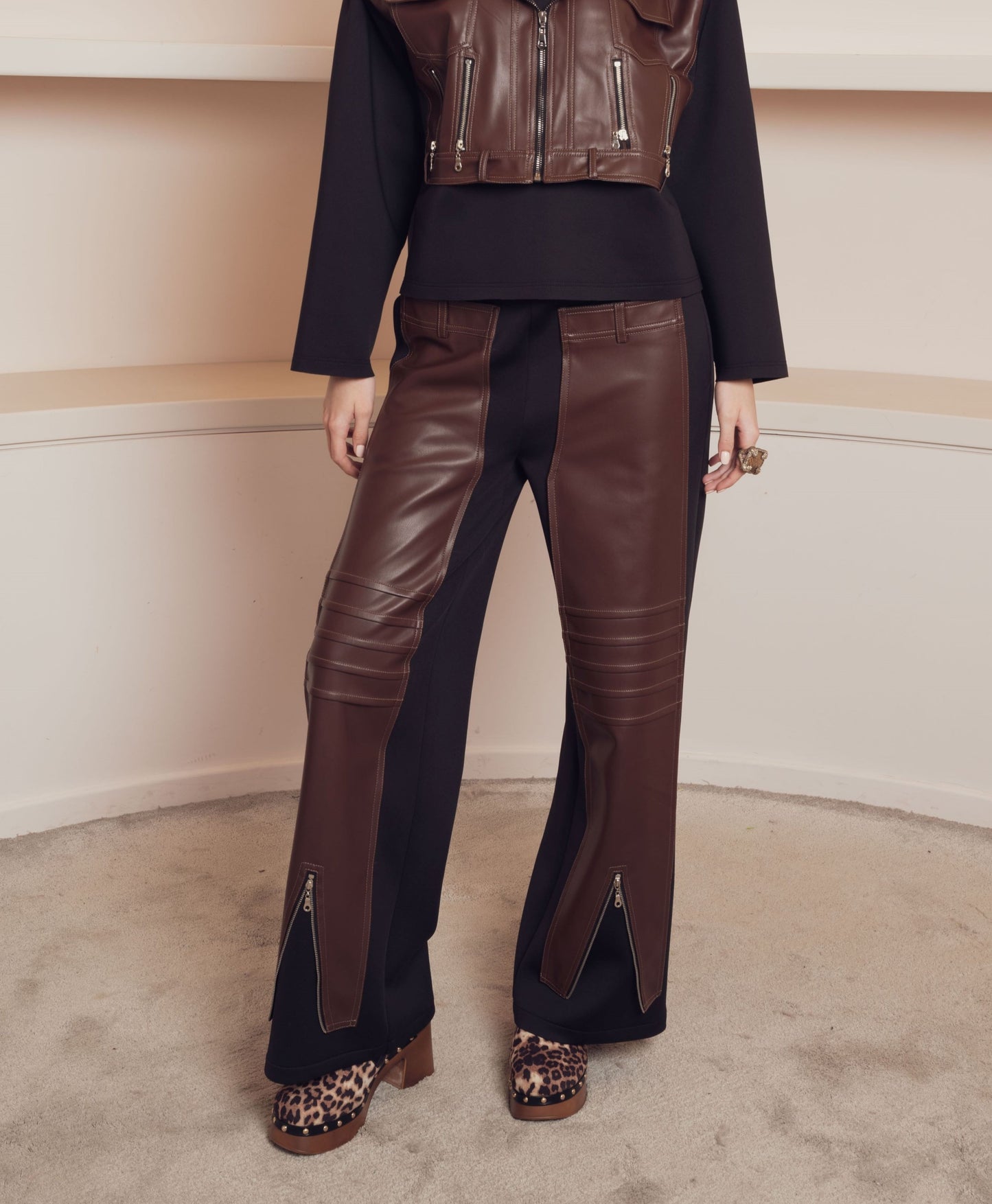 LEATHER TROUSERS BROWN & BLACK