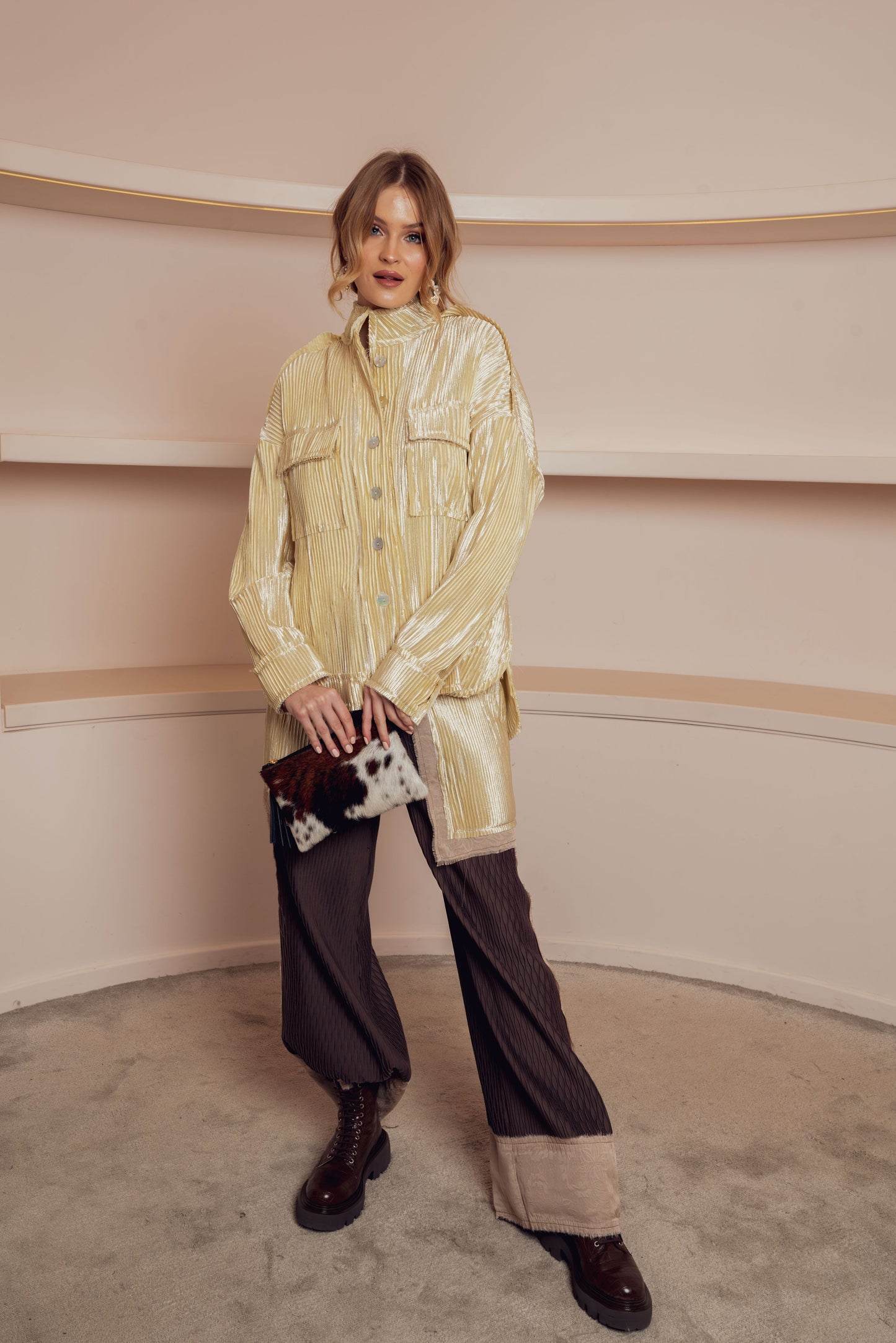 yellow plisse jacket