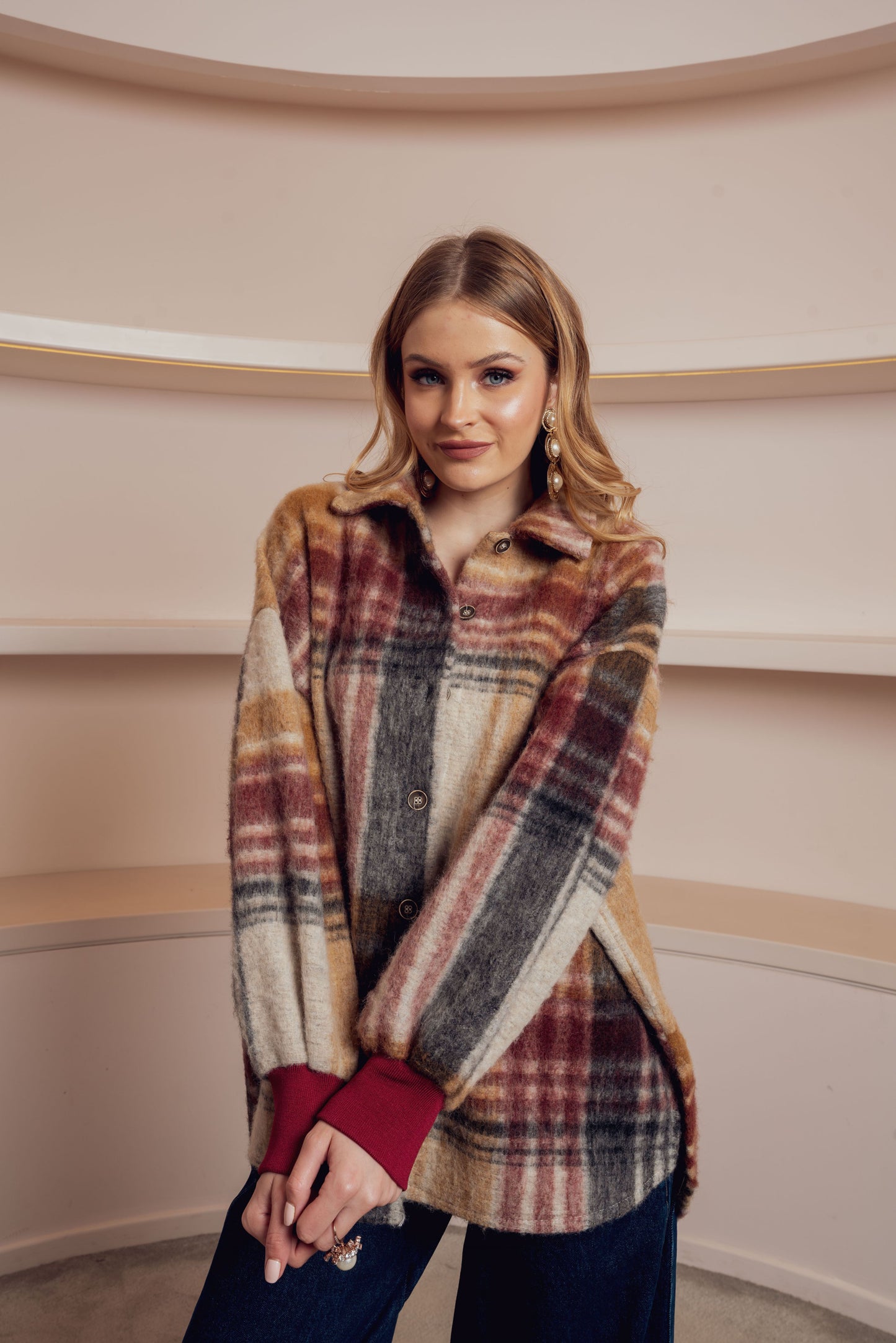 CHECK SHIRT WITH METALLIC THREAD