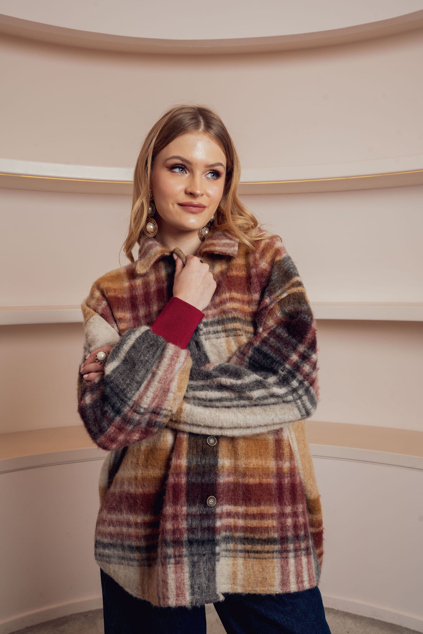 CHECK SHIRT WITH METALLIC THREAD