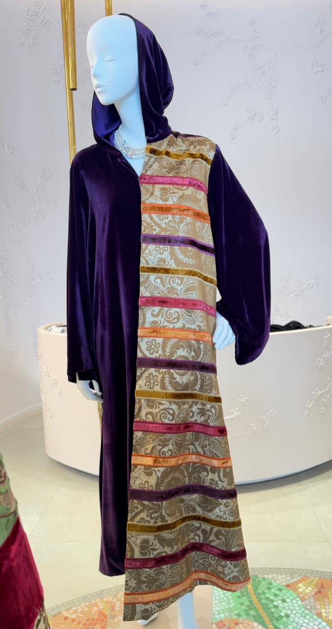 Purple Velvet Robe with Ornate Front Detail