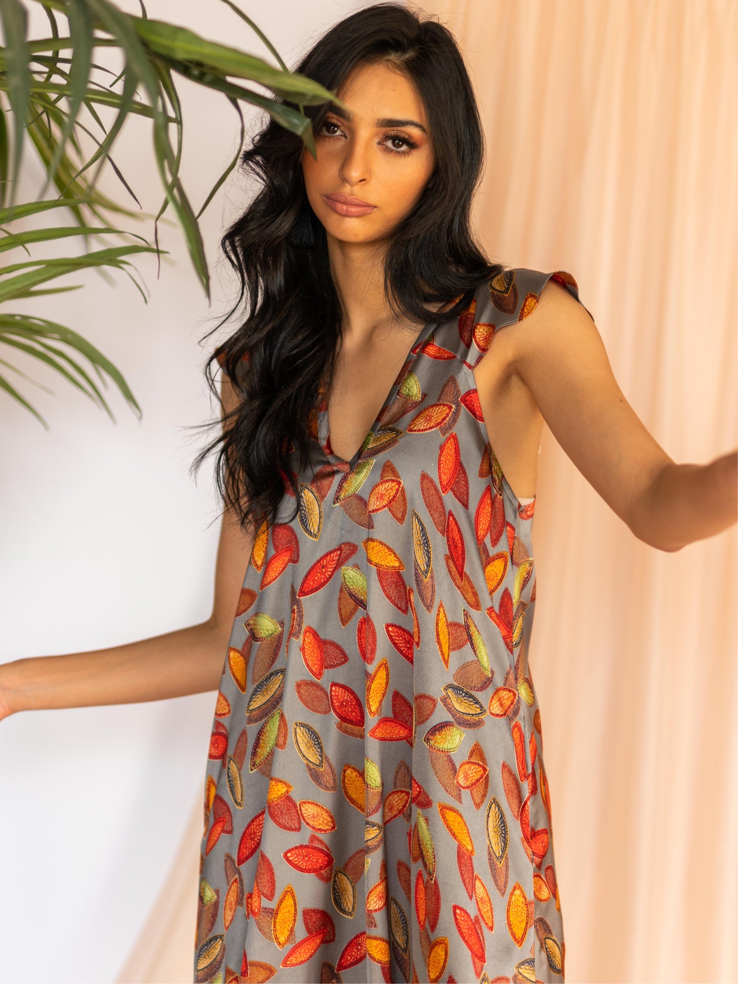 Falling Leaves Silk Dress