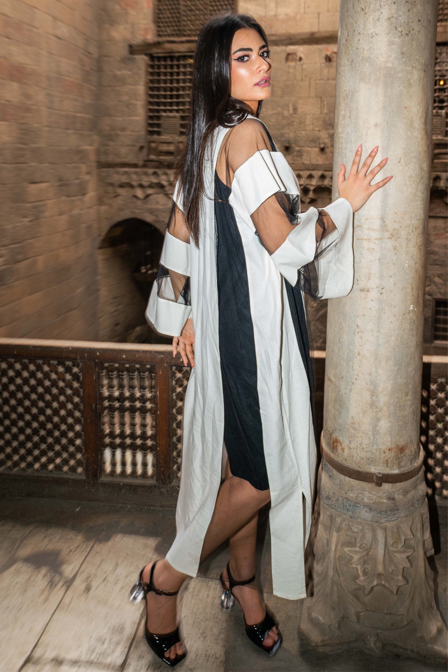 Signature Black n White Linen Dress