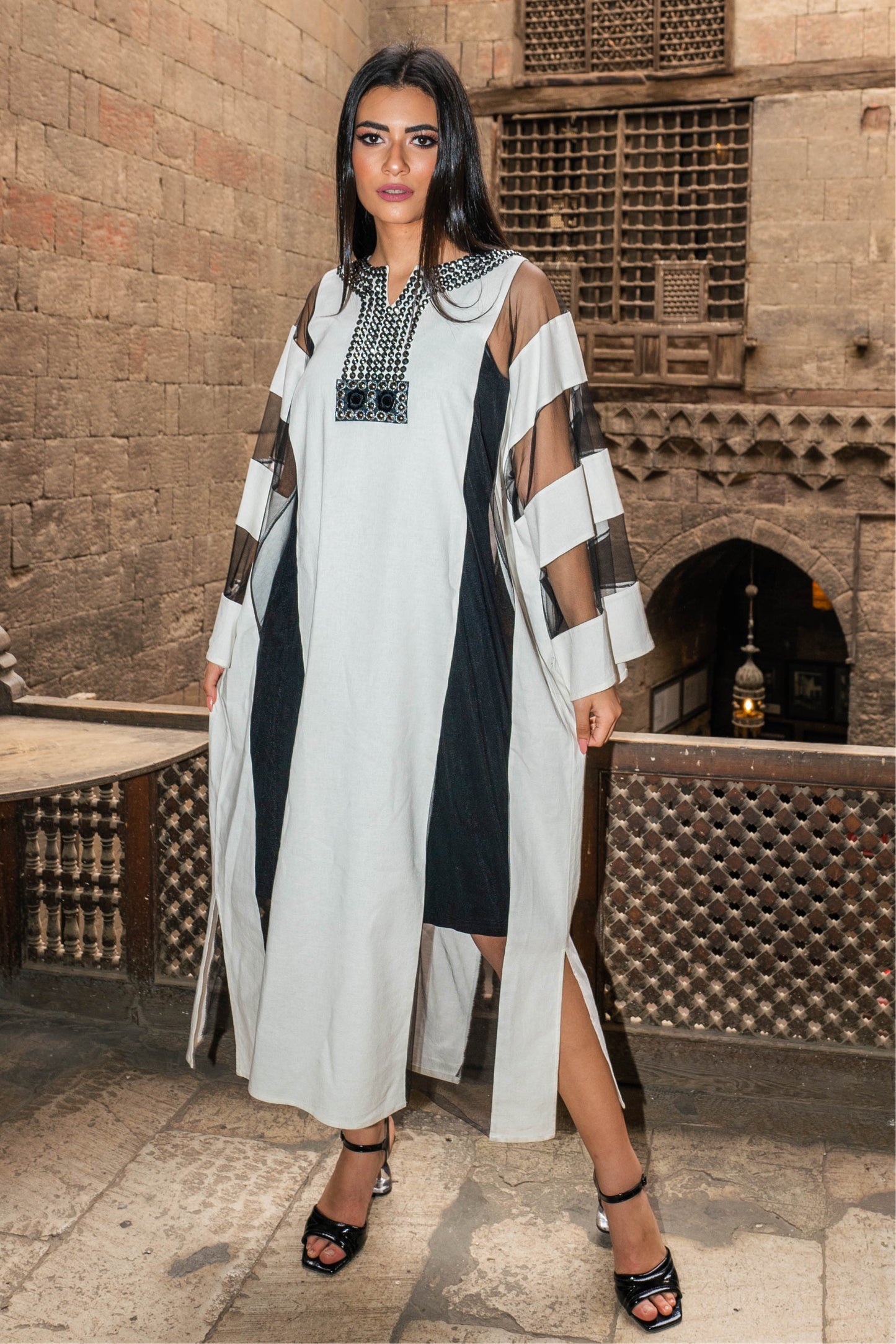 Signature Black n White Linen Dress