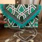 Turquoise Beaded Envelope Clutch Bag