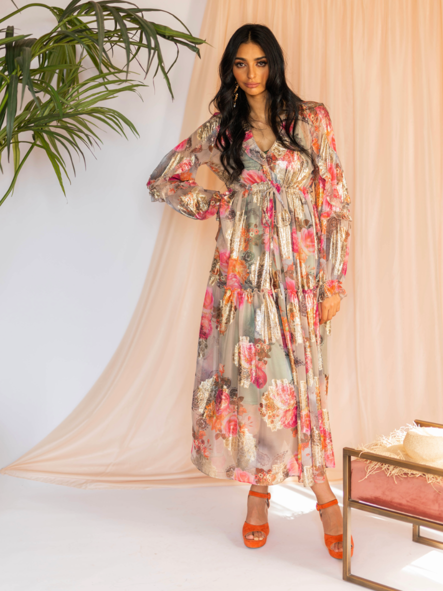 Gold n Roses Dress