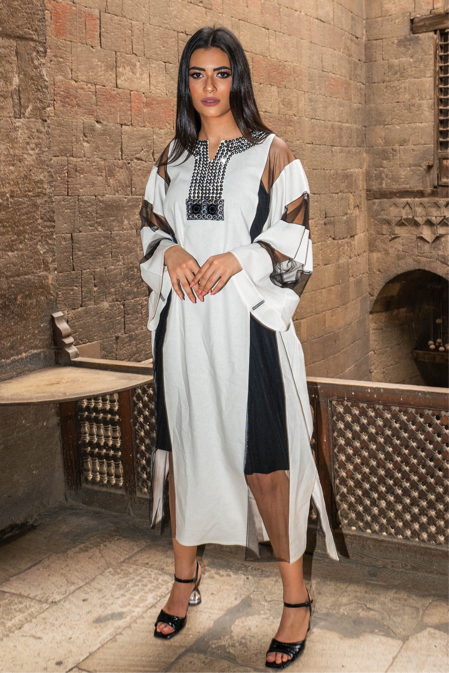 Signature Black n White Linen Dress