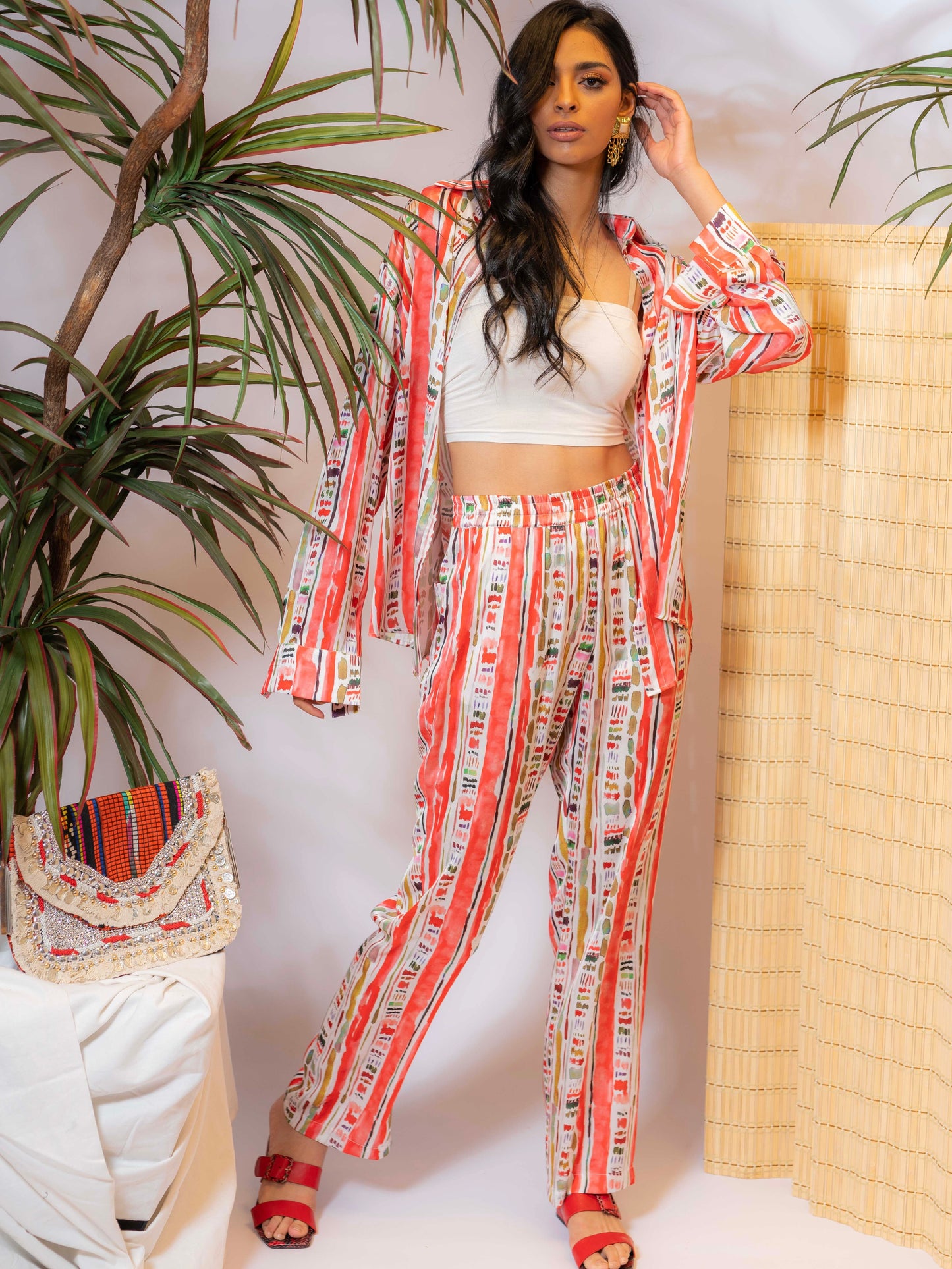 Fresh Dots Silk Set Or pants and Cardigan only