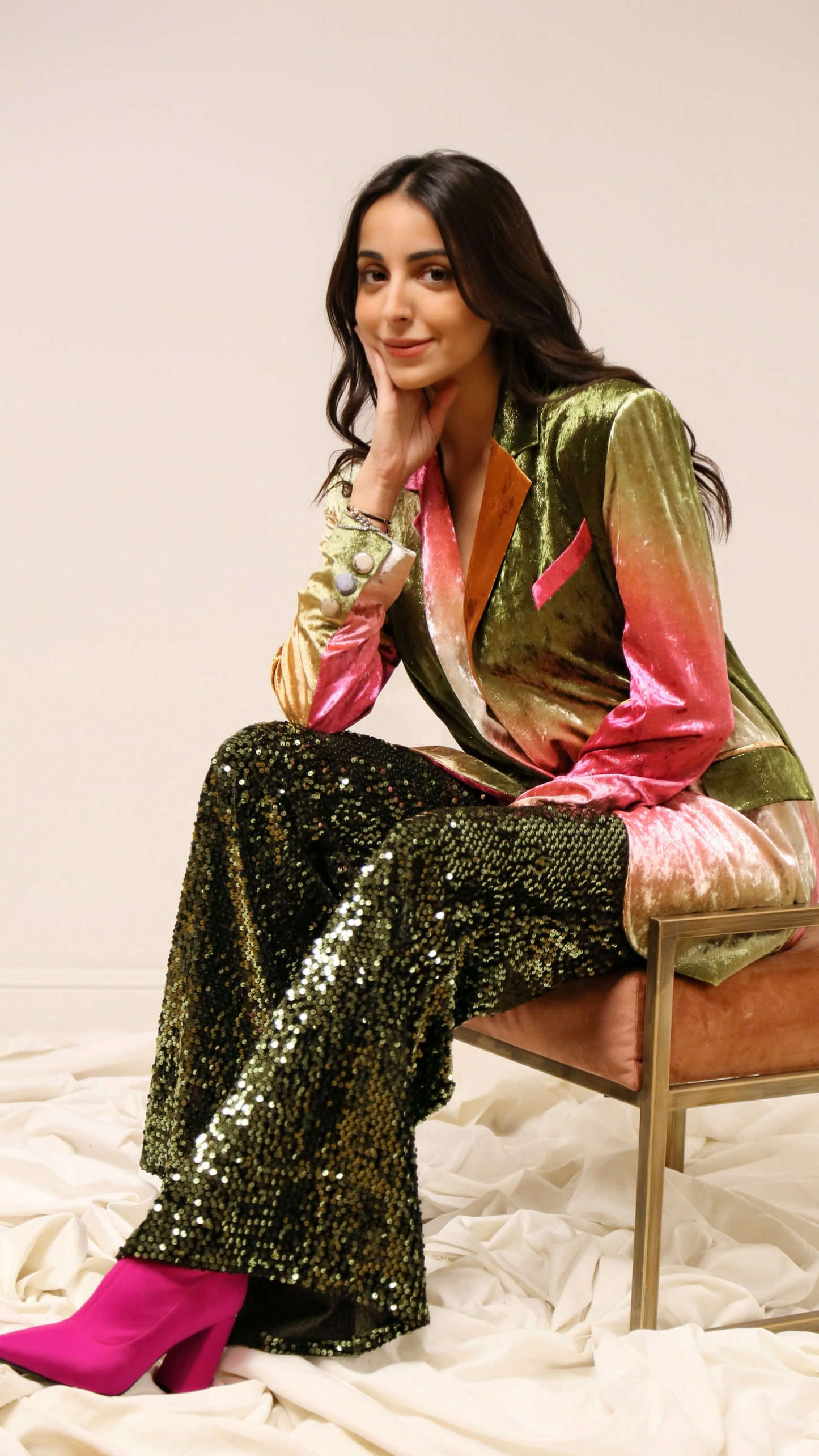 Multicolour Velvet Blazer