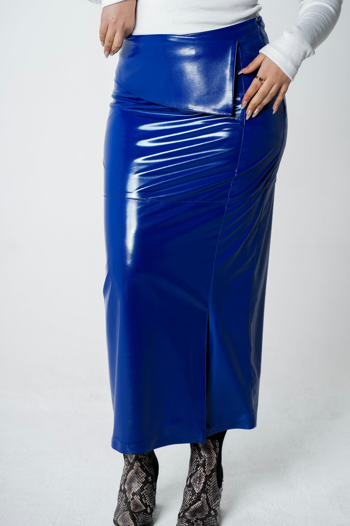 Wild Blue Leather Skirt