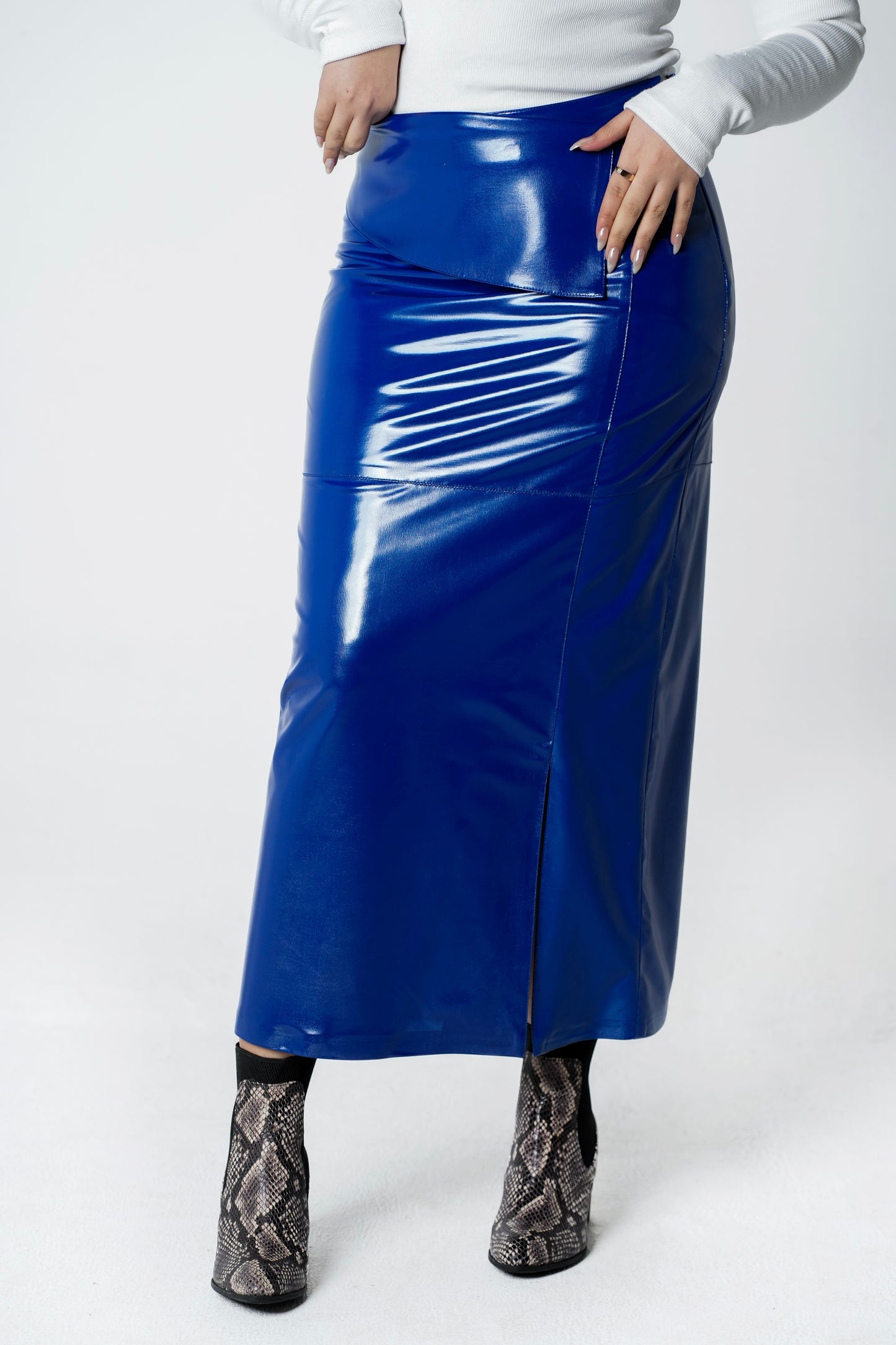 Wild Blue Leather Skirt