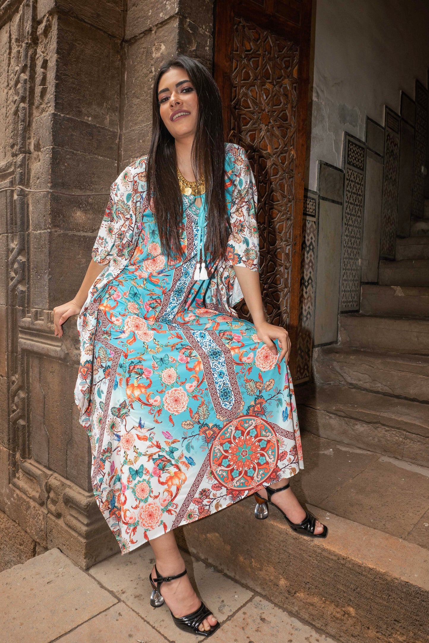 Cleopatra Silk Kaftan Dress