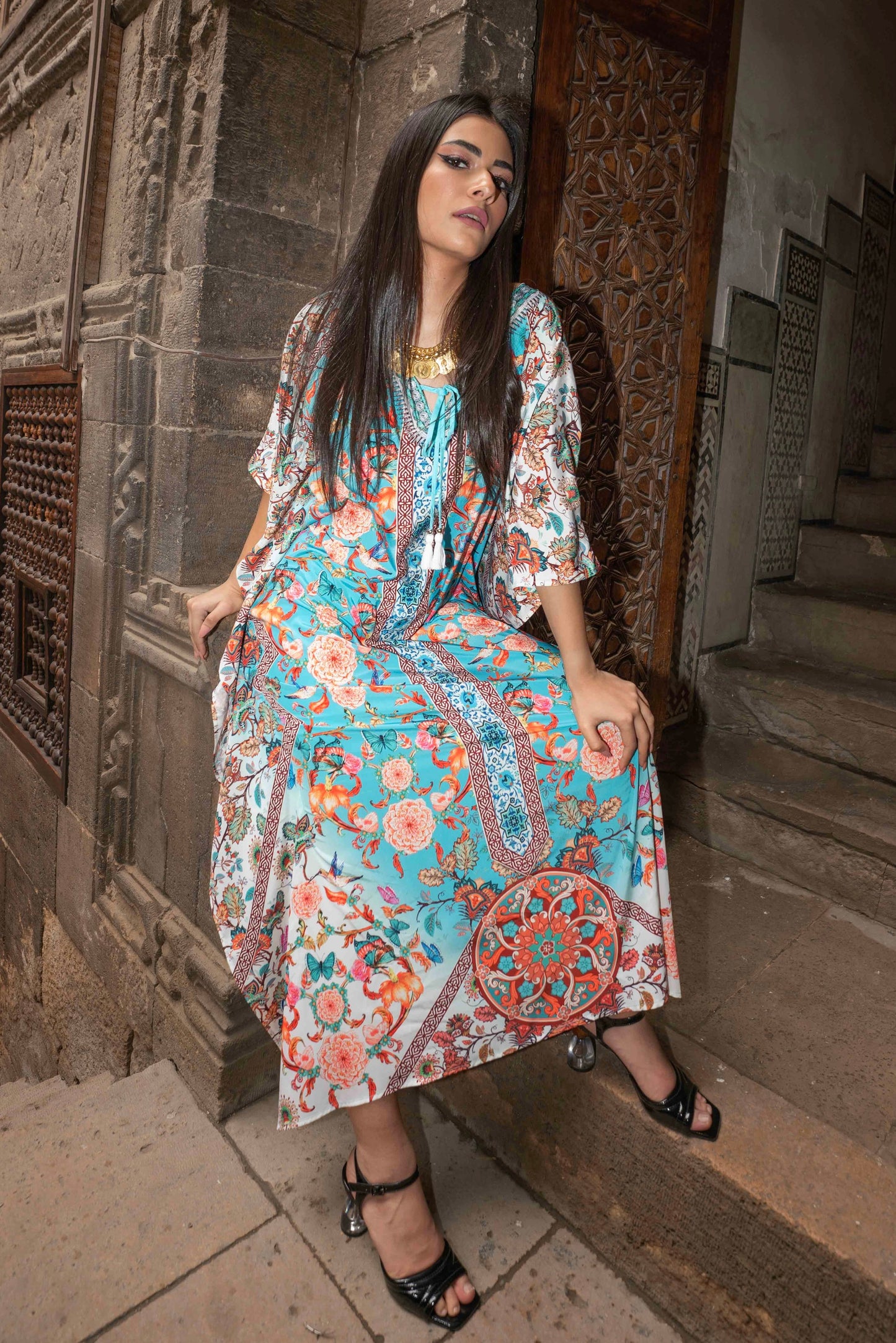 Cleopatra Silk Kaftan Dress