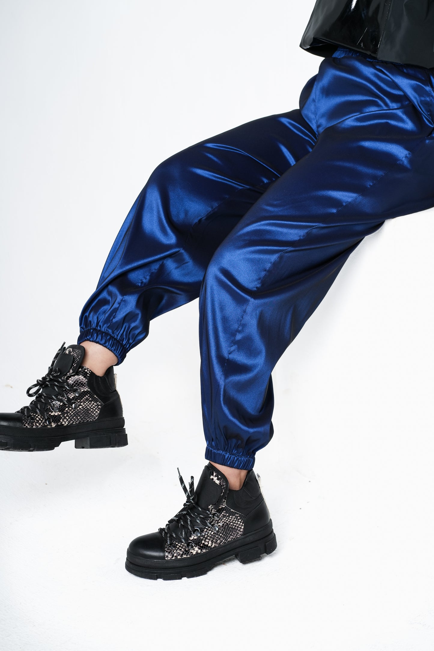 Navy Nylon Sweatpants