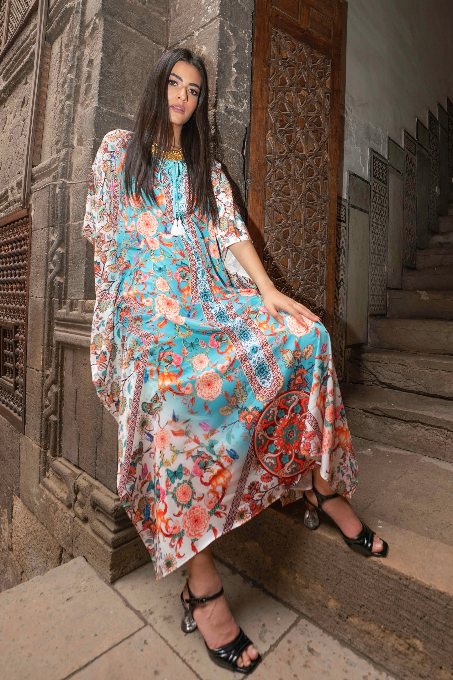 Cleopatra Silk Kaftan Dress