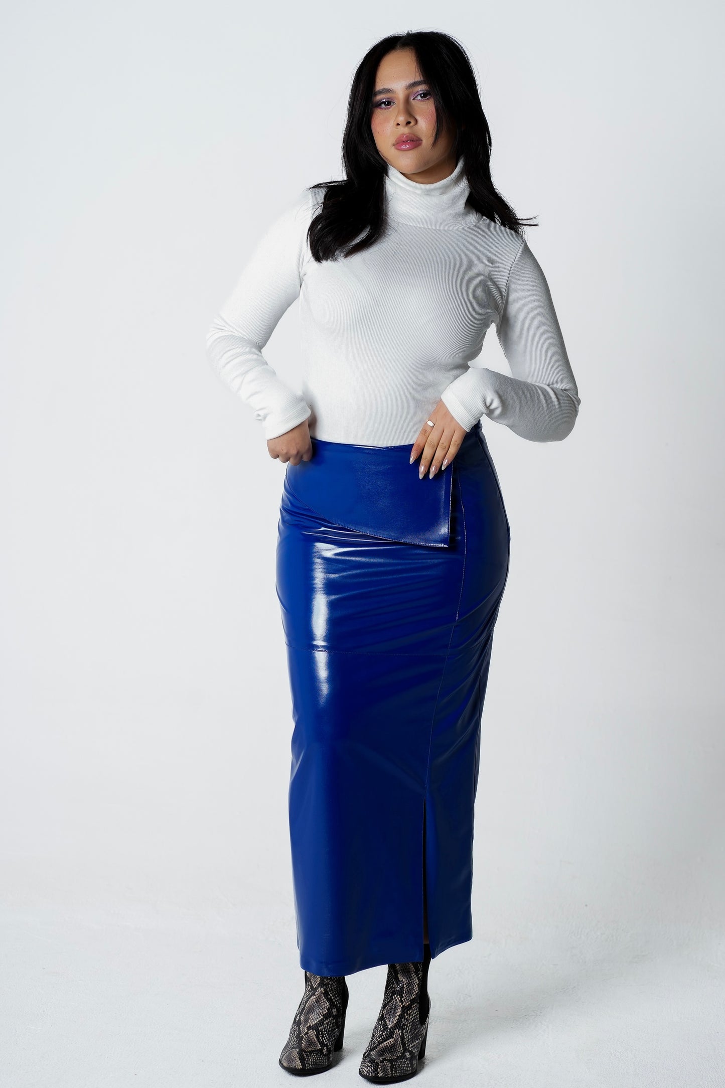 Wild Blue Leather Skirt