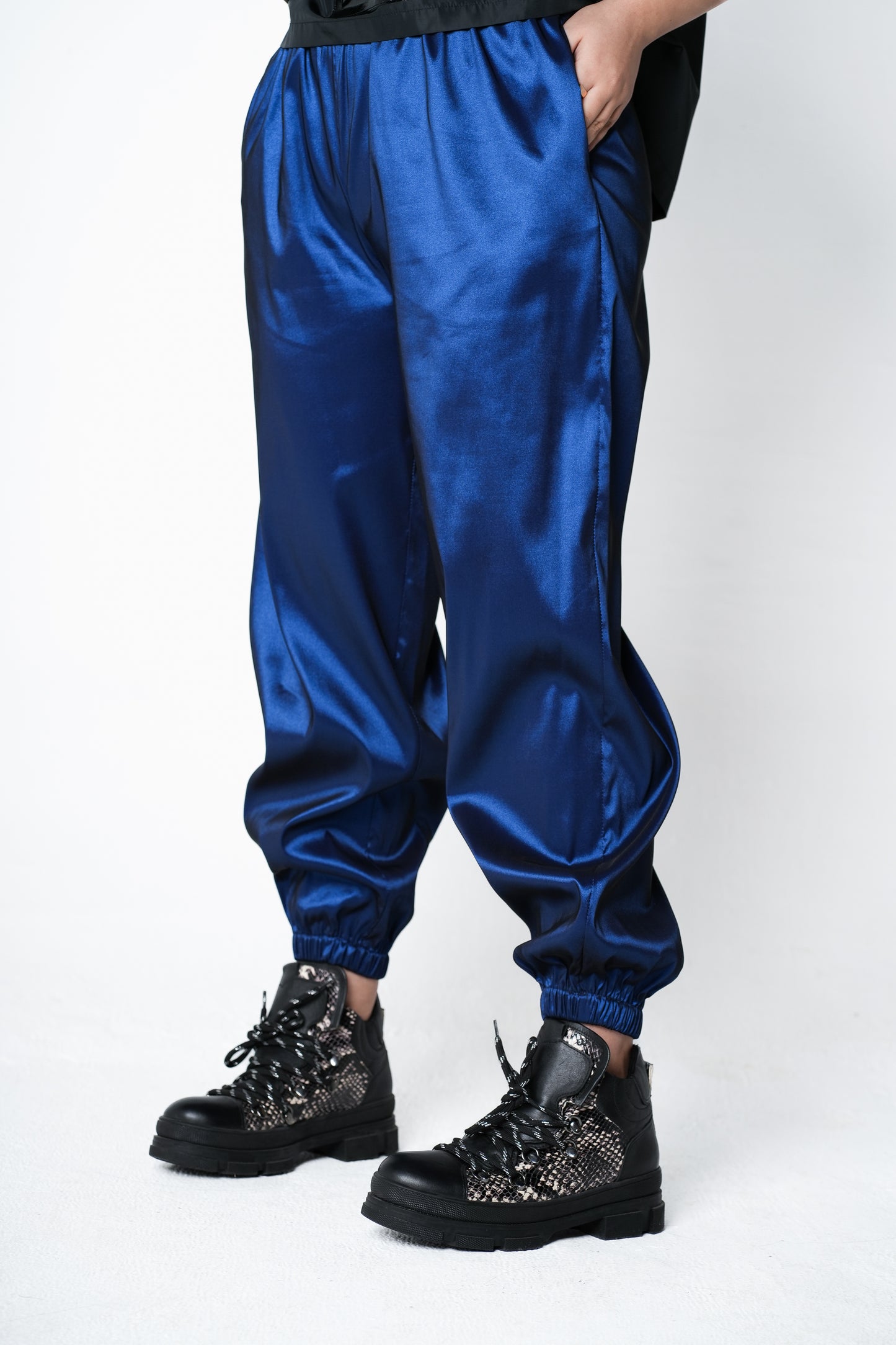 Navy Nylon Sweatpants