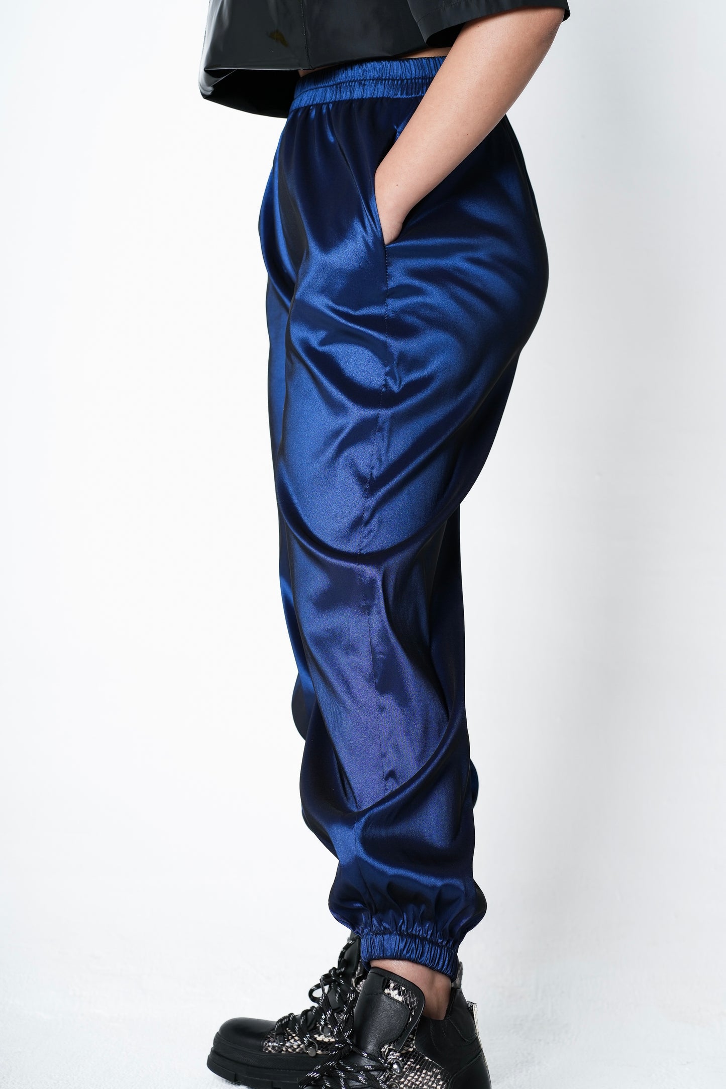 Navy Nylon Sweatpants