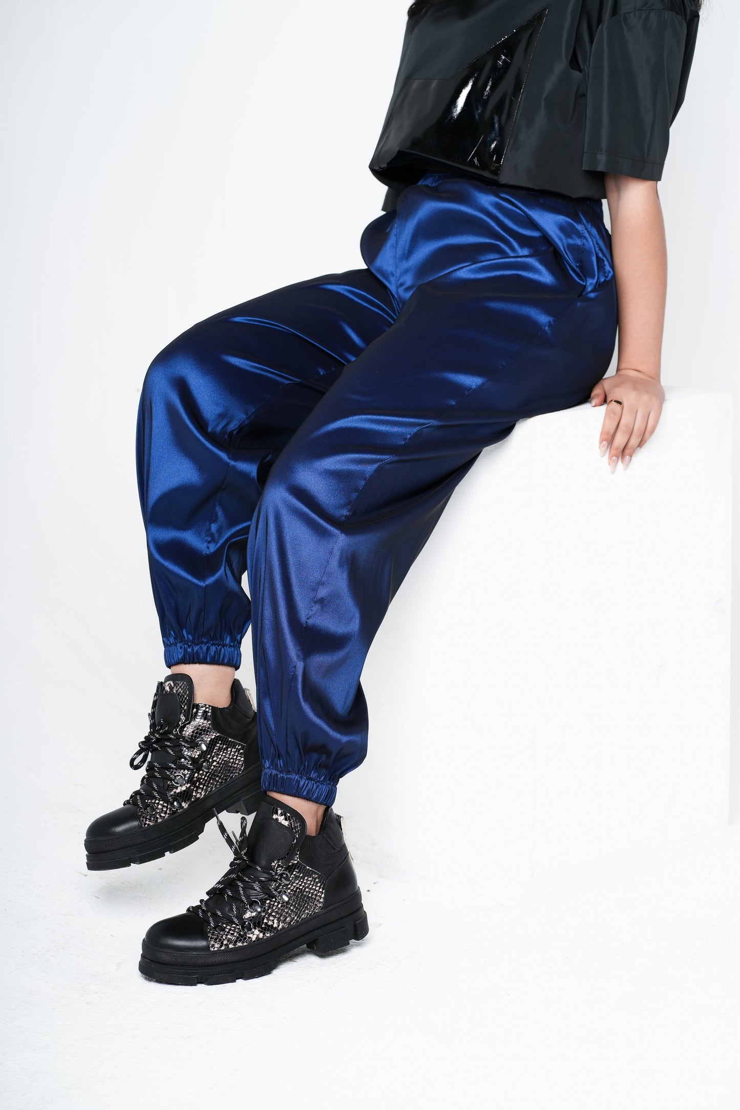 Navy Nylon Sweatpants