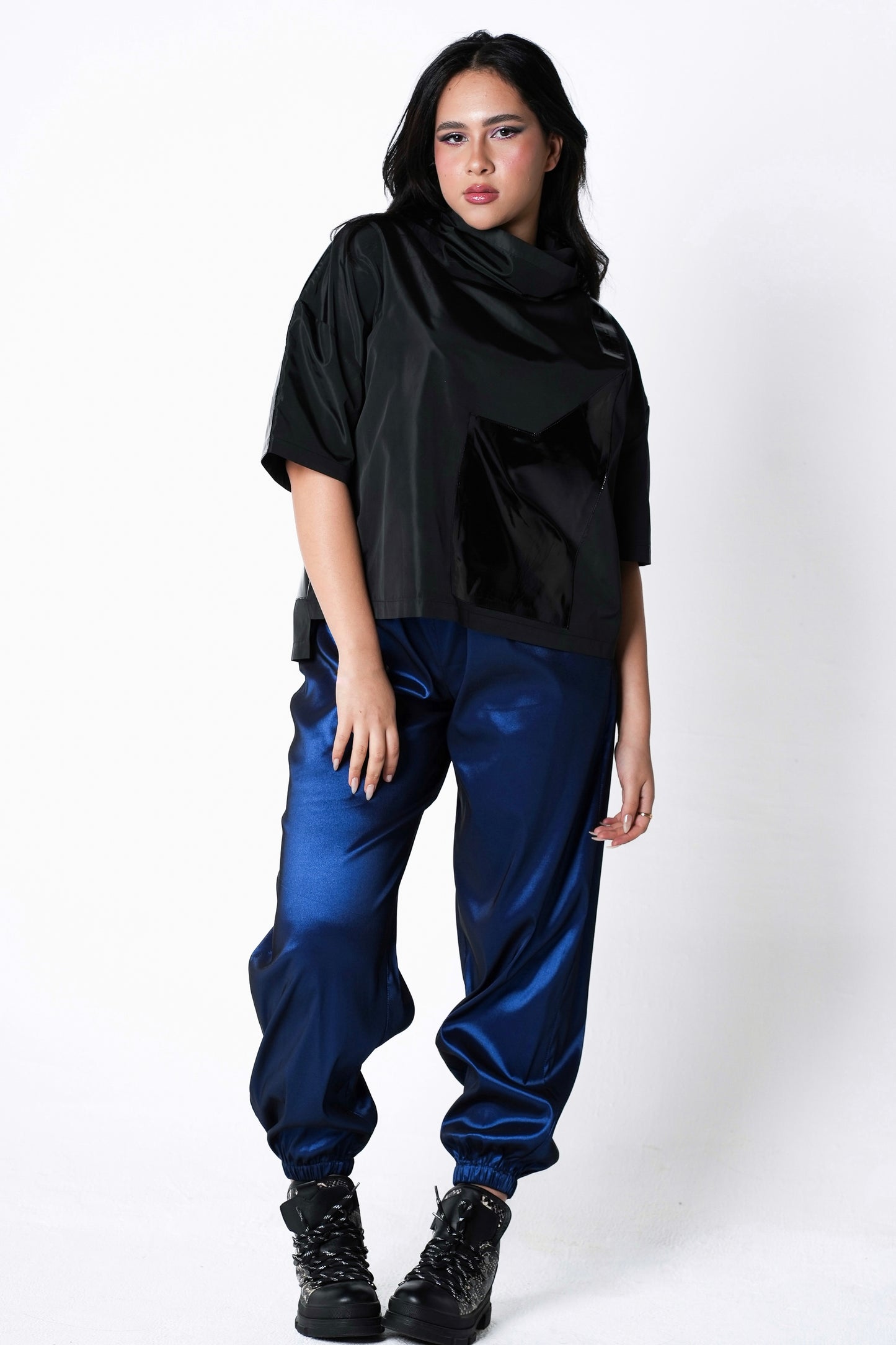 Navy Nylon Sweatpants