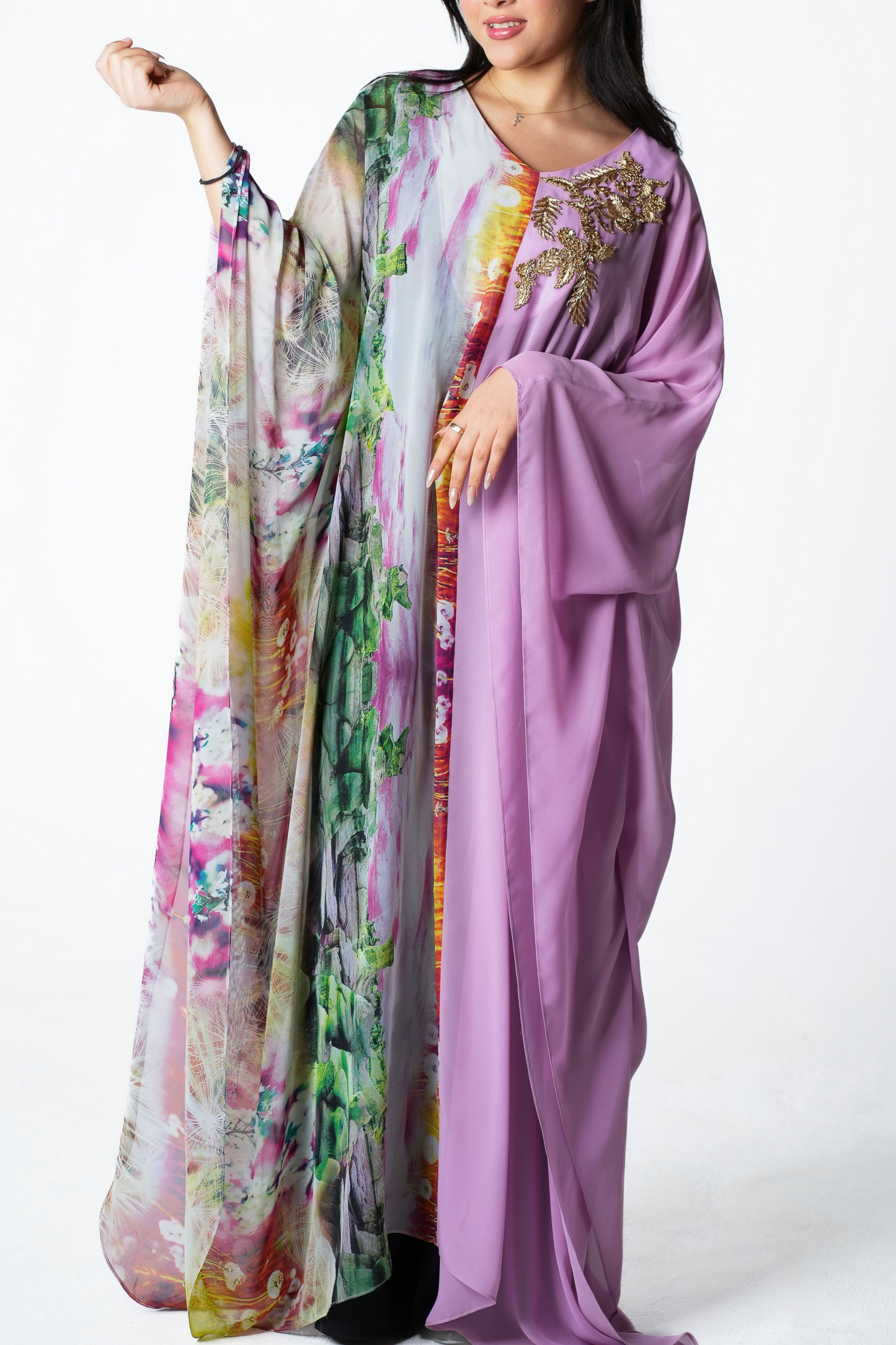 Half n Half Chiffon Kaftan Dress