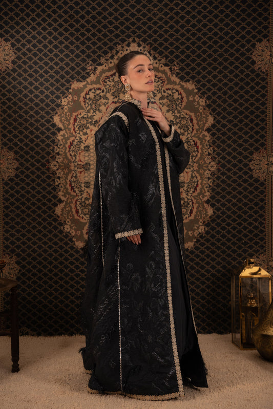 Black Kaftan with Gold Accents
