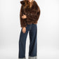 Short Brown Faux-Fur Jacket