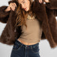 Short Brown Faux-Fur Jacket