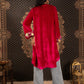 Short Velvet Kaftan with Floral Design