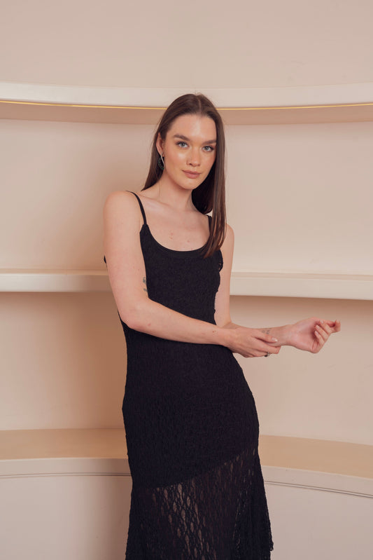 Black Lace Midi Dress