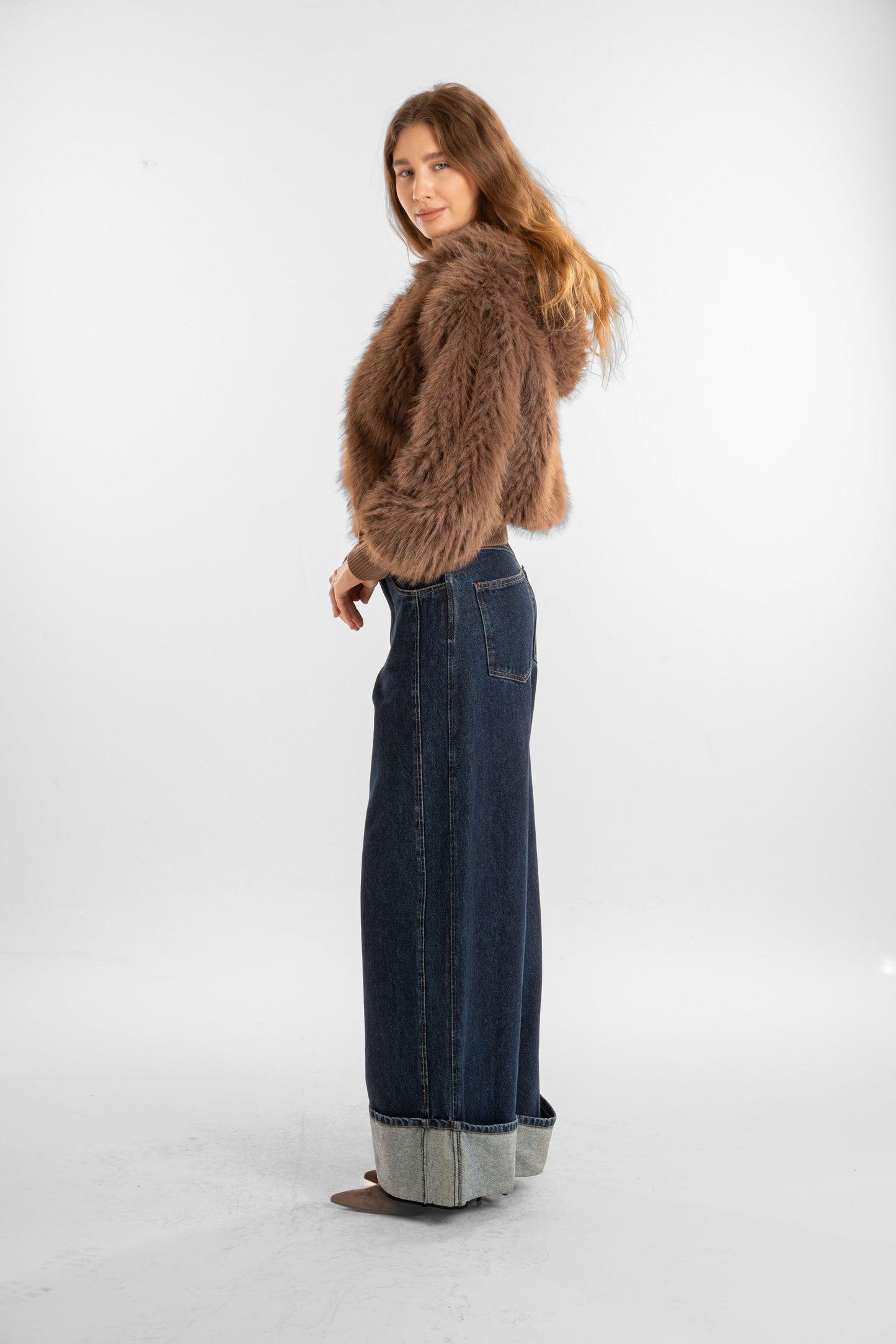 Fur Brown Jacket With Hood