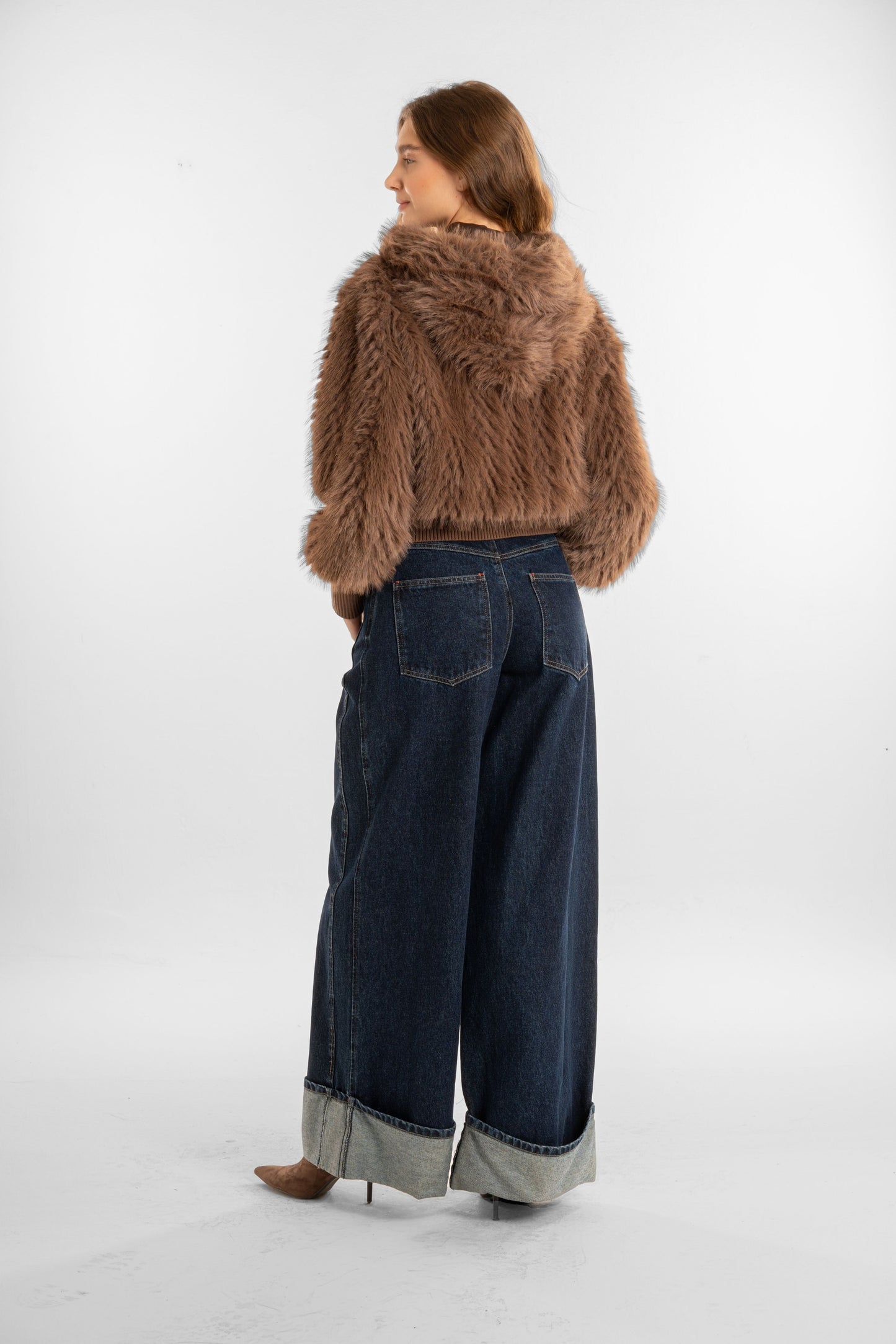 Fur Brown Jacket With Hood