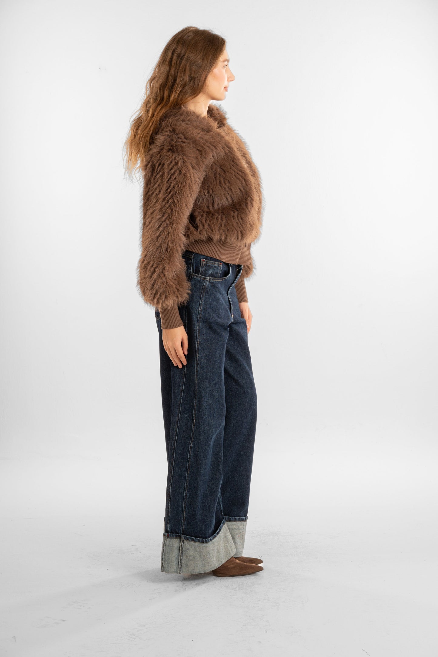 Fur Brown Jacket With Hood